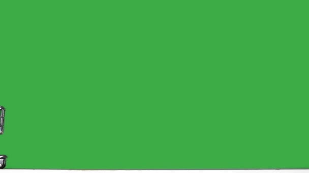 緑の画面で赤いりんごが動く飾りカート — ストック動画
