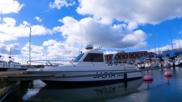 Porto Para Barcos Pesca Gdansk Mar Báltico Polônia Lapso Tempo — Vídeo de Stock