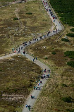 Karpacz, Polonya 23-09-2022: Snezhka Dağı 'na yürüyüş yolu. Karkonosz, Polonya