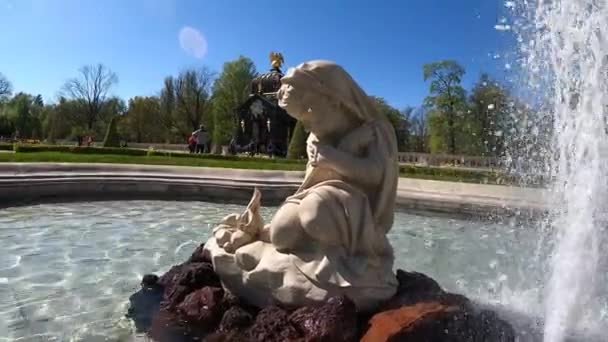 2023 Branicki Palace Garden有喷泉的雕塑 波兰Bialystok — 图库视频影像