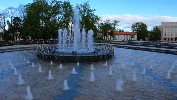 2023 Brunnen Auf Dem Marktplatz Lublin Polen Zeitraffer — Stockvideo