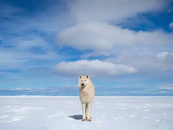 Полярный Волк Фоне Прекрасных Облаков — стоковое фото