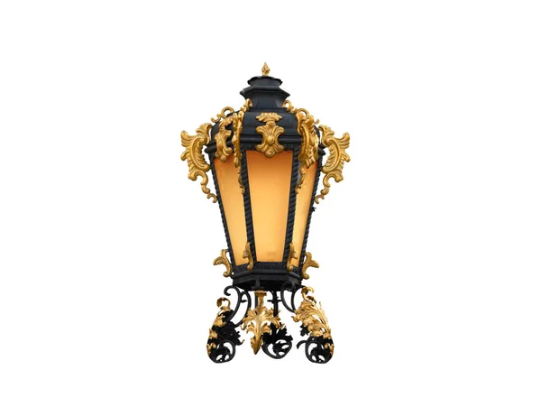 Old Vintage Street Lamp Decorative Stucco Gilding Isolated White Background — Stock Photo, Image