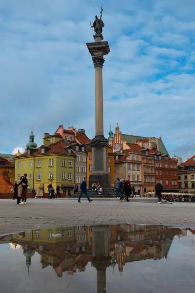 2022 Kvällsutsikt Kolumn Gamla Stan Warszawa Polen — Stockfoto