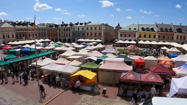 Zamosc Poland 2023 Traditional Fair Market Square Zamosc Poland — Stock Video