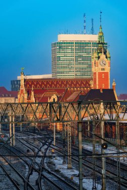  2022-12-15 Ana Tren İstasyonu Gdansk, kışın. Gdansk. Polonya