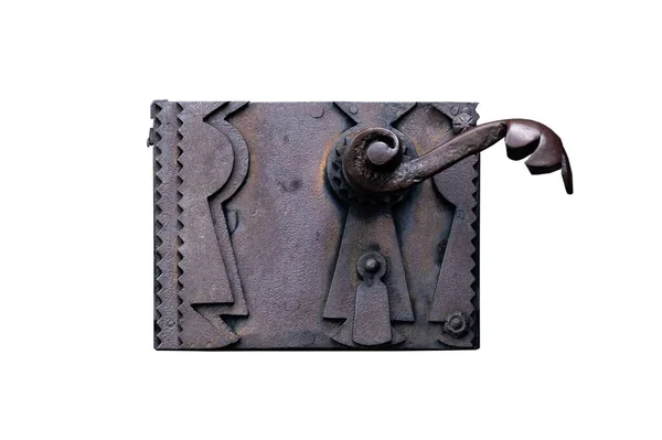Μεσαιωνική Κλειδαριά Πόρτας Απομονωμένη Λευκό Φόντο — Φωτογραφία Αρχείου