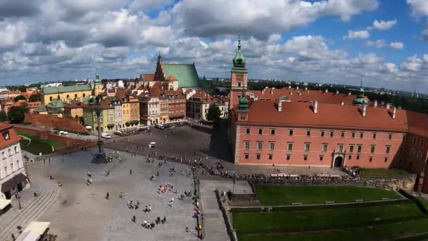 2022 Kungliga Slottet Sigismund Kolumn Gamla Stan Warszawa Polen Tidsfrist — Stockvideo