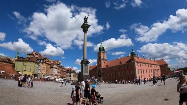2023 Royal Castle Castle Square Old Warsaw Time Lapse — Stock Video