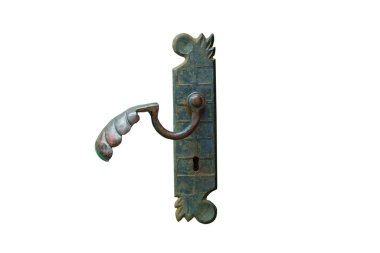 Eski demir kapı kolu beyaz arkaplanda izole edilmiş