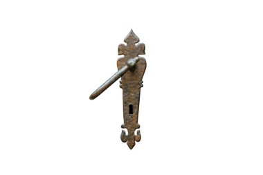 Beyaz arka planda izole edilmiş antika kapı kolu