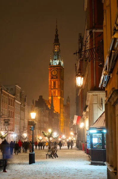 2023 Neige Hiver Long Market Street Royal Road Gdansk Pologne — Photo