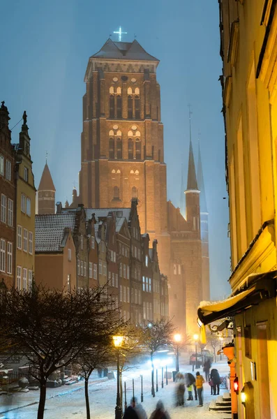 2023 Kış Mary Bazilikası Gdansk Polonya Stok Fotoğraf