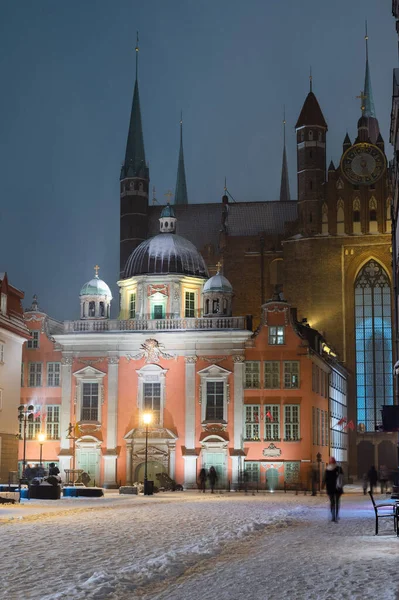 2023 Winter View Basilica Mary Night Gdansk Poland Stock Picture