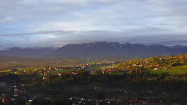 Tijd Verstrijkt Beweging Van Wolken Het Tatra Gebergte Polen — Stockvideo