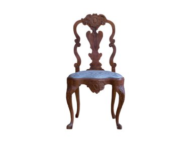 Beyaz arkaplanda yüzüncü barok sandalye