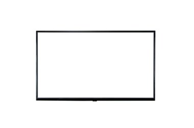 Duvarda asılı olan televizyon beyaz arkaplanda izole.