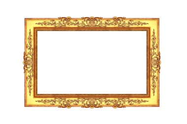 Beyaz arkaplanda izole edilmiş antika yaldızlı çerçeve