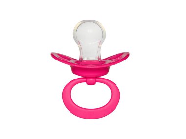 Beyaz arkaplanda izole edilmiş kız için pembe emzik