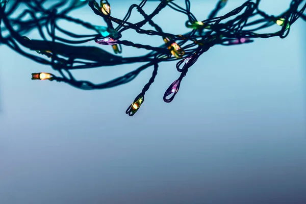 Zaawansowana Technologia Nowoczesna Świecąca Granica Kolorowa Girlanda Choinkowa Zdjęcie Copy — Zdjęcie stockowe