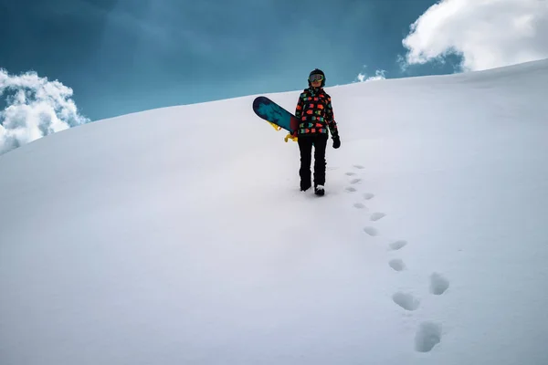 Active People Enjoying Snow Sports Life Leisure Snowboarder Tourist Girl — Stok fotoğraf