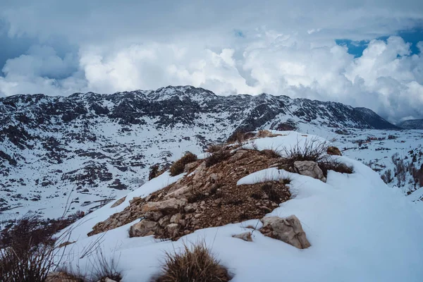 华丽的冬季景色 在寒冷的晴天 黎巴嫩高山上覆盖着洁白的白雪 — 图库照片