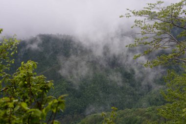 Giffoni Valle Piana 'da sisli dağ manzarası, Güney İtalya, 15 Mayıs 2023.