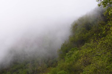 Giffoni Valle Piana 'da sisli dağ manzarası, Güney İtalya, 15 Mayıs 2023.
