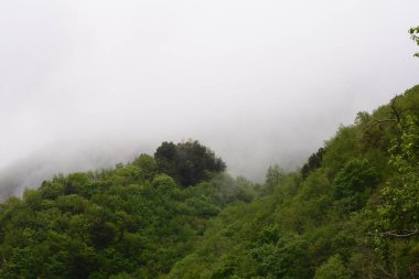 Giffoni Valle Piana 'da sisli dağ manzarası, Güney İtalya, 15 Mayıs 2023.
