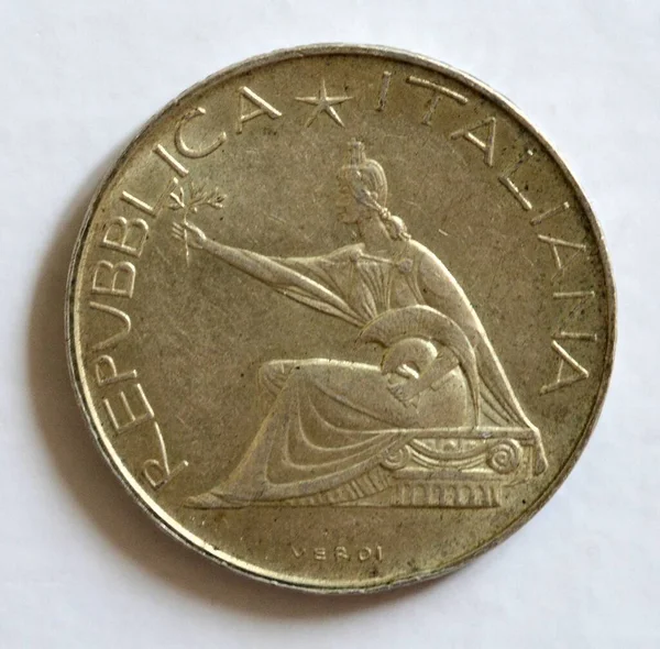 Giffoni Valle Piana Italy July 2023 Old Italian Silver Coin — 스톡 사진