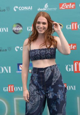 GIFFONI VALLE PIANA - 22 Temmuz 2023: Ludovica Martino Giffoni Film Festivali 2023 - 22 Temmuz 2023 tarihinde Giffoni Valle Piana, İtalya.