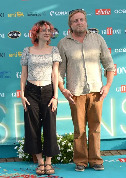 stock image GIFFONI VALLE PIANA,ITALY - July 25,2023 : Francesco Grisi and Susanna Calabrese at Giffoni Film Festival 2023 - on July 25, 2023 in Giffoni Valle Piana, Italy.