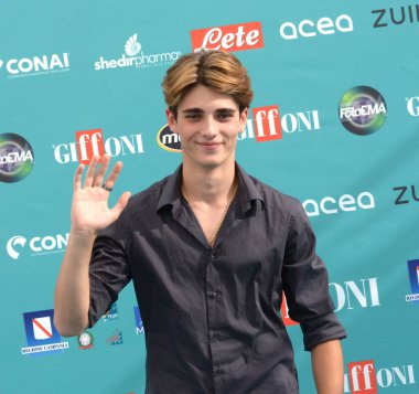 GiFFONI VALLE PİANA - 28 Temmuz 2023: Andrea Arru Giffoni Film Festivali 2023 - 28 Temmuz 2023 Giffoni Valle Piana, İtalya.