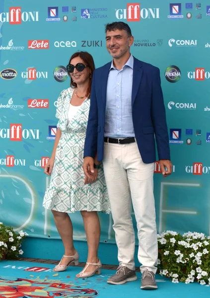 stock image GIFFONI VALLE PIANA,ITALY - July 20,2023 : Rosaria Giannella and Adriano Scaletta at Giffoni Film Festival 2023 - on July 20, 2023 in Giffoni Valle Piana, Italy.