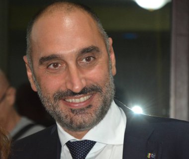 SALERNO, İtalya - 14 Eylül 2023: Michele Gubitosa, Salerno, İtalya ziyareti sırasında, 14 Eylül 2023.