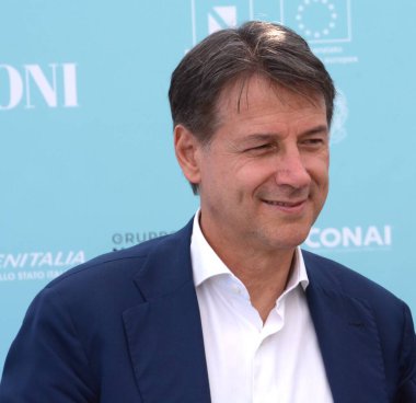 GIFFONI VALLE PIANA,ITALY - July 26,2024 : Giuseppe Conte president of Movimento 5 Stelle at Giffoni Film Festival 2024 - on July 26, 2024 in Giffoni Valle Piana, Italy. clipart