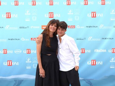 GIFFONI VALLE PIANA,ITALY - July 22,2024 : Claudia Pandolfi and Samuele Carrino at Giffoni Film Festival 2024 - on July 22, 2024 in Giffoni Valle Piana, Italy. clipart