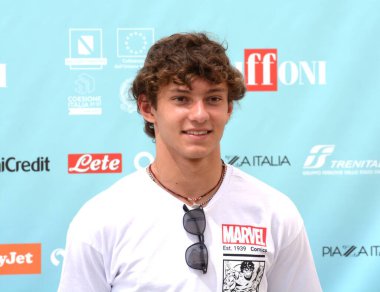 GIFFONI VALLE PIANA - 23 Temmuz 2024: Andrea Kimi Antonelli Giffoni Film Festivali 2024 - 23 Temmuz 2024 Giffoni Valle Piana, İtalya.