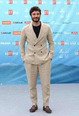 GIFFONI VALLE PIANA - 23 Temmuz 2024: Giffoni Film Festivali 'nde Lino Guanciale - 23 Temmuz 2024 Giffoni Valle Piana, İtalya.