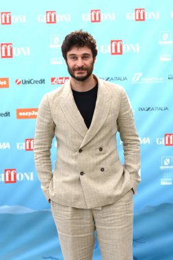 GIFFONI VALLE PIANA - 23 Temmuz 2024: Giffoni Film Festivali 'nde Lino Guanciale - 23 Temmuz 2024 Giffoni Valle Piana, İtalya.