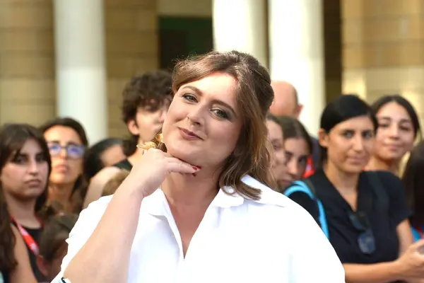 stock image GIFFONI VALLE PIANA,ITALY - July 23,2024 : Michela Giraud at Giffoni Film Festival 2024 - on July 23, 2024 in Giffoni Valle Piana, Italy.