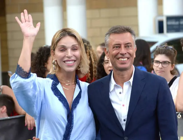 stock image GIFFONI VALLE PIANA,ITALY - July 24,2024 : Ivan Cotroneo and Vittoria Schisano at Giffoni Film Festival 2024 - on July 24, 2024 in Giffoni Valle Piana, Italy.