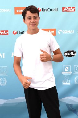 GIFFONI VALLE PIANA - 24 Temmuz 2024: Federico Ielapi Giffoni Film Festivali 2024 - 24 Temmuz 2024 Giffoni Valle Piana, İtalya.