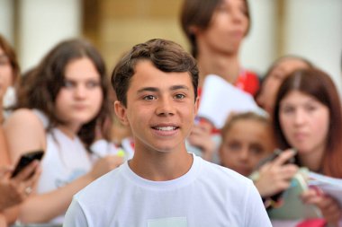 GIFFONI VALLE PIANA - 24 Temmuz 2024: Federico Ielapi Giffoni Film Festivali 2024 - 24 Temmuz 2024 Giffoni Valle Piana, İtalya.