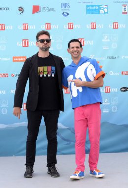 GIFFONI VALLE PIANA - 24 Temmuz 2024: Tata and cast of Metamostri at Giffoni Film Festivali 2024 - 24 Temmuz 2024 Giffoni Valle Piana, İtalya.