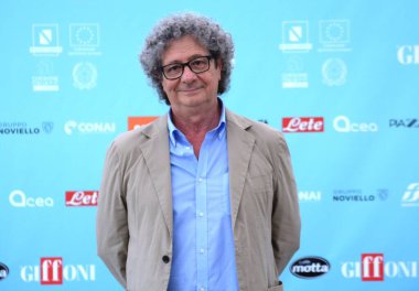 GIFFONI VALLE PIANA - 25 Temmuz 2024: Giffoni Film Festivali 'nde Riccardo Cucchi - 25 Temmuz 2024 Giffoni Valle Piana, İtalya.