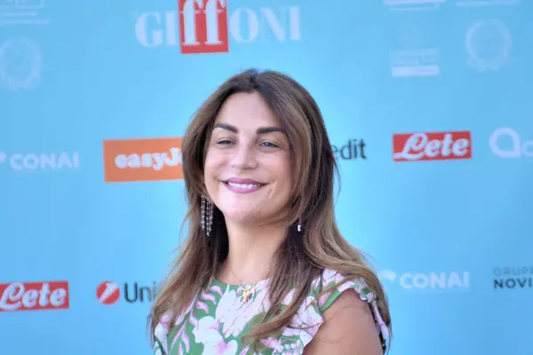 stock image GIFFONI VALLE PIANA,ITALY - July 26,2024 : Viola Ardone at Giffoni Film Festival 2024 - on July 26, 2024 in Giffoni Valle Piana, Italy.