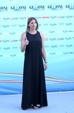 GIFFONI VALLE PIANA - 26 Temmuz 2024: Katia Serra Giffoni Film Festivali 2024 - 26 Temmuz 2024 Giffoni Valle Piana, İtalya.