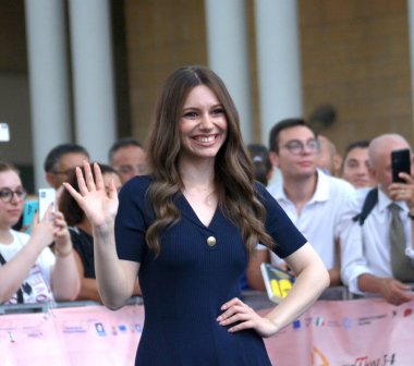 GIFFONI VALLE PIANA - 27 Temmuz 2024: Valentina Barbieri Giffoni Film Festivali 2024 - 27 Temmuz 2024 Giffoni Valle Piana, İtalya.