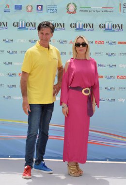 GIFFONI VALLE PIANA,ITALY - July 22,2024 : Stefano Pantano and Lorena Rutigliano at Giffoni Film Festival 2024 - on July 22, 2024 in Giffoni Valle Piana, Italy. clipart